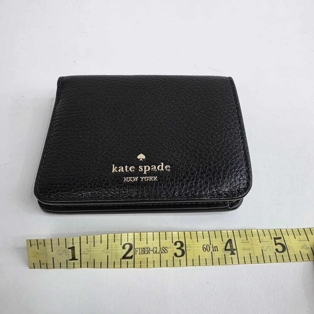 Kate Spade Small Bifold Wallet, Black Pebbled Leather **DEFECT